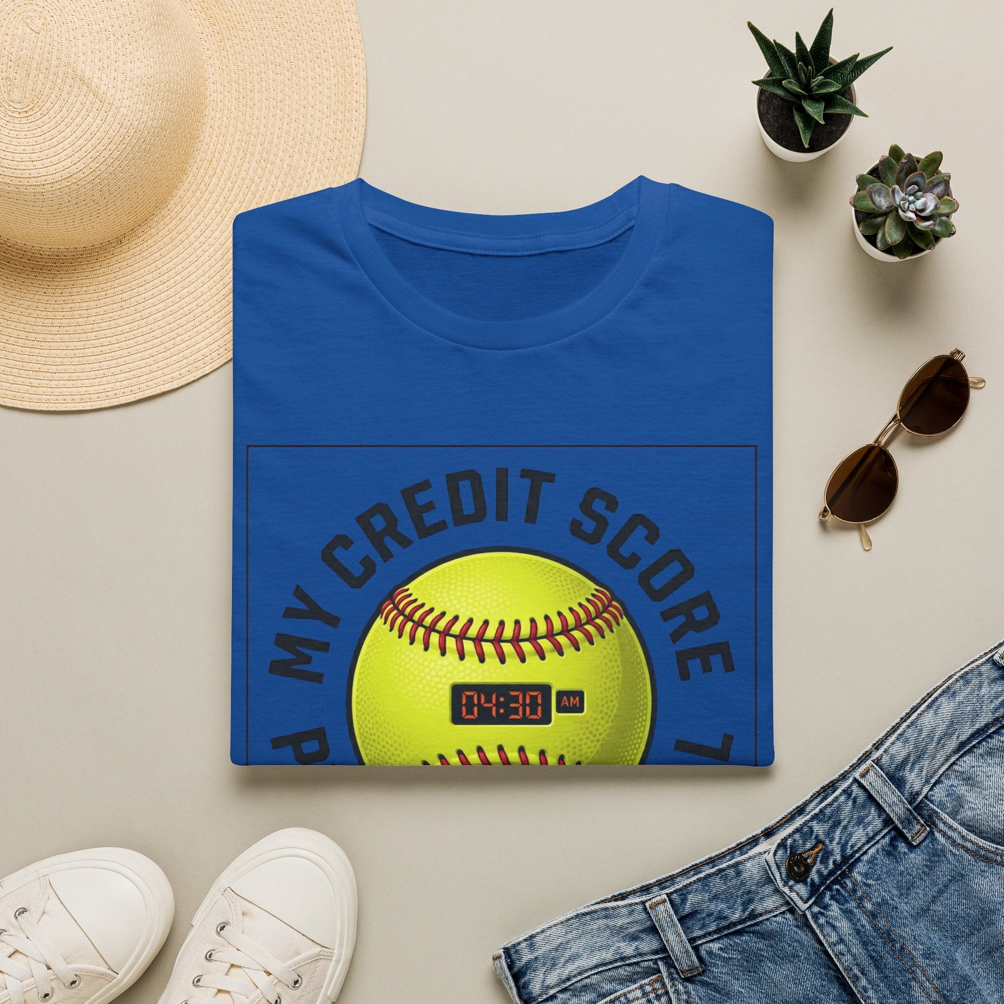 Softball 'My Credit Score Plays Travel Ball' T-Shirt