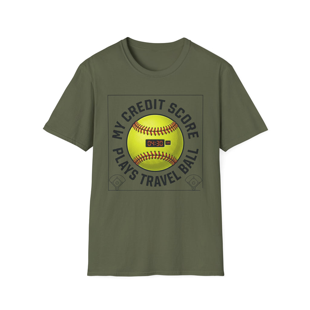Softball 'My Credit Score Plays Travel Ball' T-Shirt