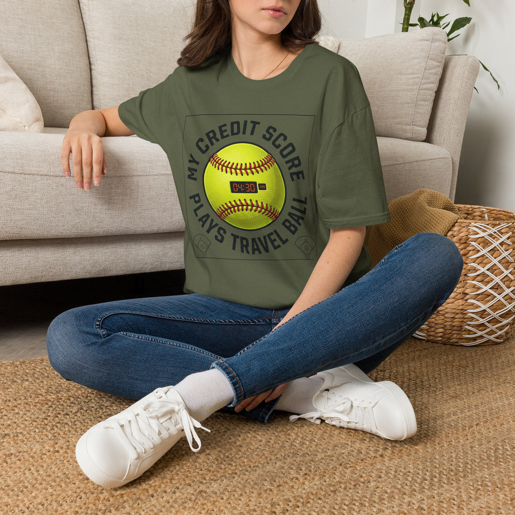 Softball 'My Credit Score Plays Travel Ball' T-Shirt