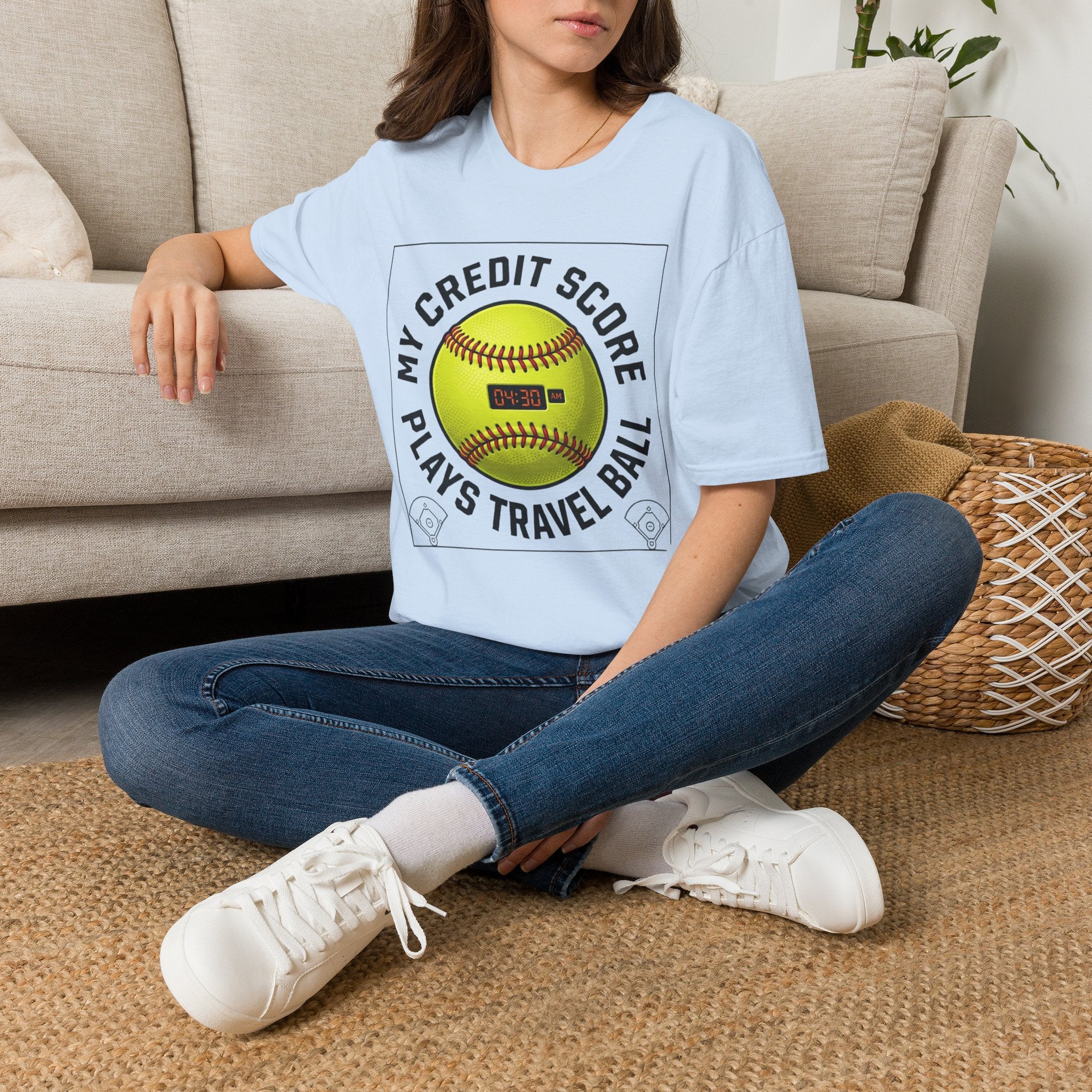 Softball 'My Credit Score Plays Travel Ball' T-Shirt